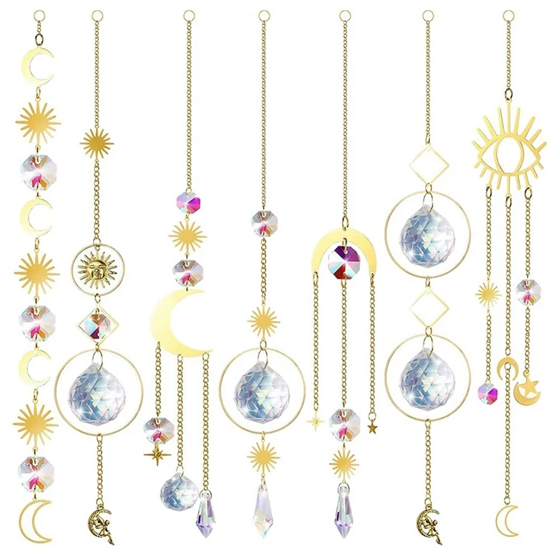 

7 Pieces Crystals Suncatchers Hanging Colorful Sun Catcher With Chain Pendant Ornament Crystal Balls For Window Home