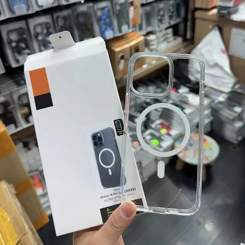 Ультрагибридный Магнитный Чехол Для iPhone 15 13 14 12 Pro Max Plus Прозрачный Противоударный