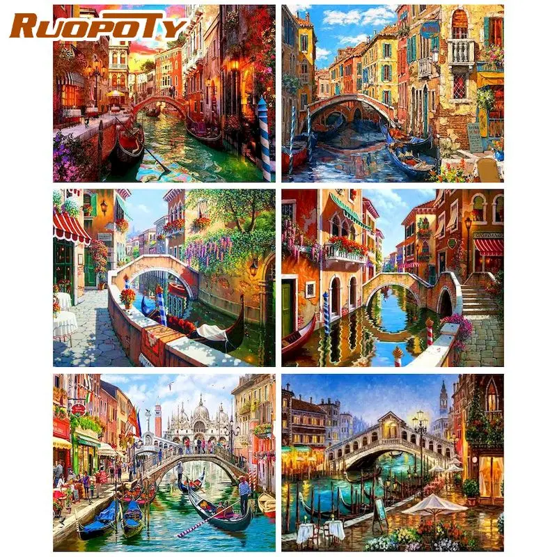 

RUOPOTY Painting By Number Build Kit Hand Painted DIY Frame Oil Painting Landscape Unique Gift For Home Decor 50x65cm