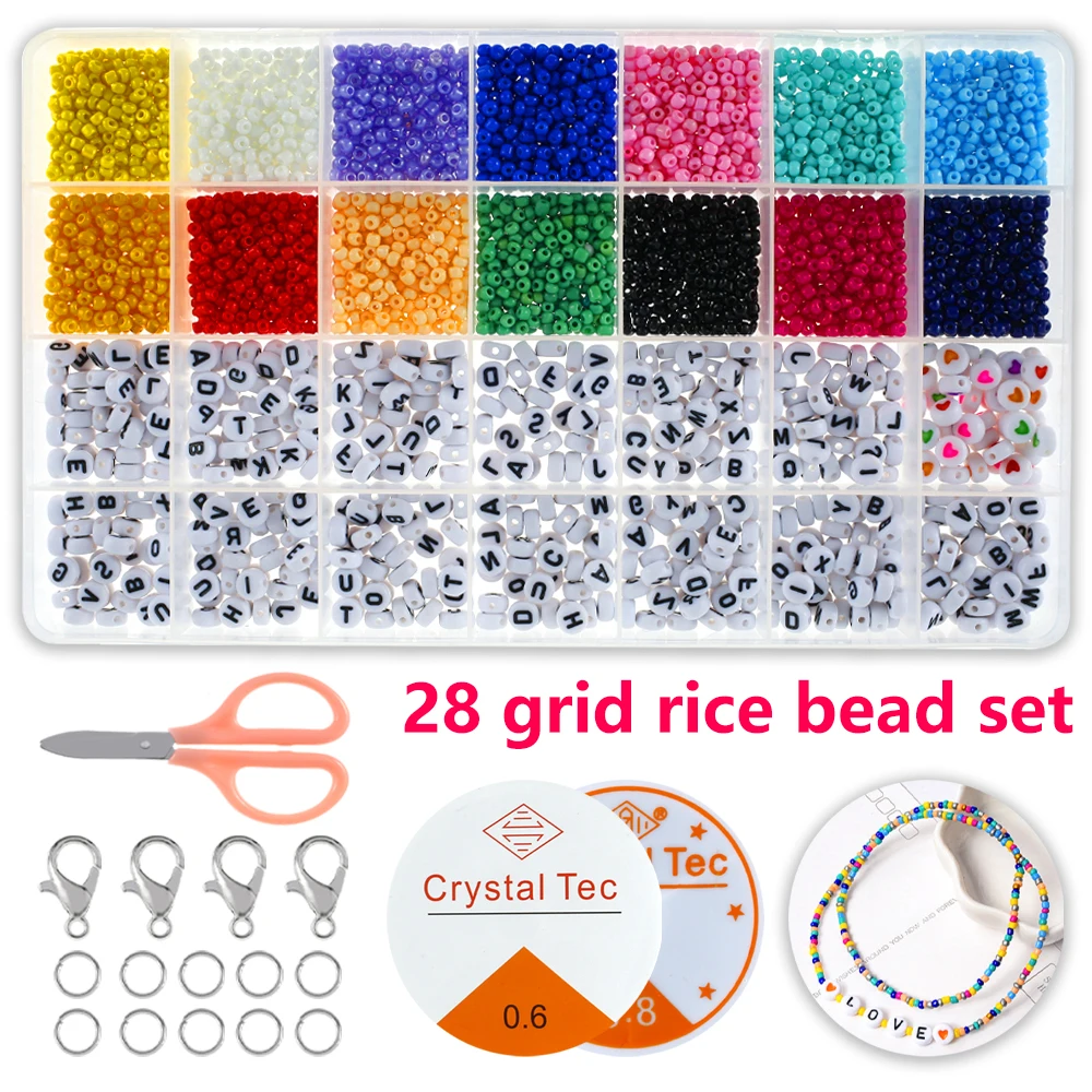 

4300pcs 3mm Seed Beads Kit 14 Color Mini Pony Beads with Alphabet Letter Beads for Bracelet Jewelry Making Kids DIY Craft Toys