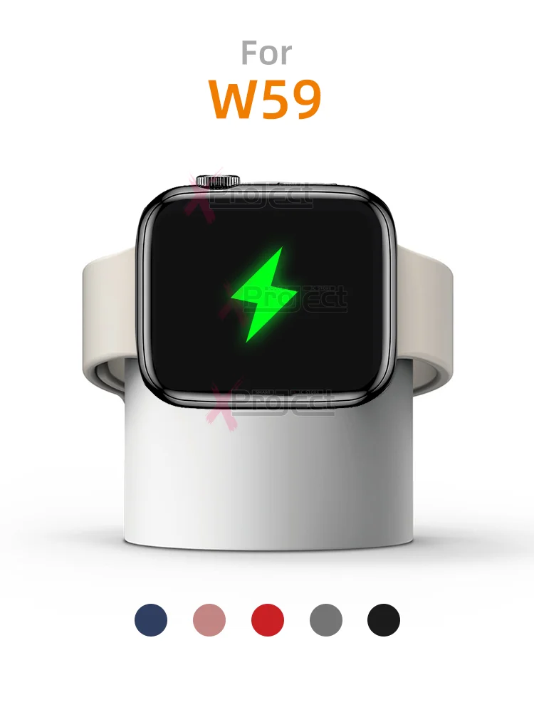 

For W59 Smart Watch Wireless Charger Stand Silicone Dock Holder Watch Series 9 8 7 6 49mm/44mm/42mm/40mm/38mm Charge Cable Base