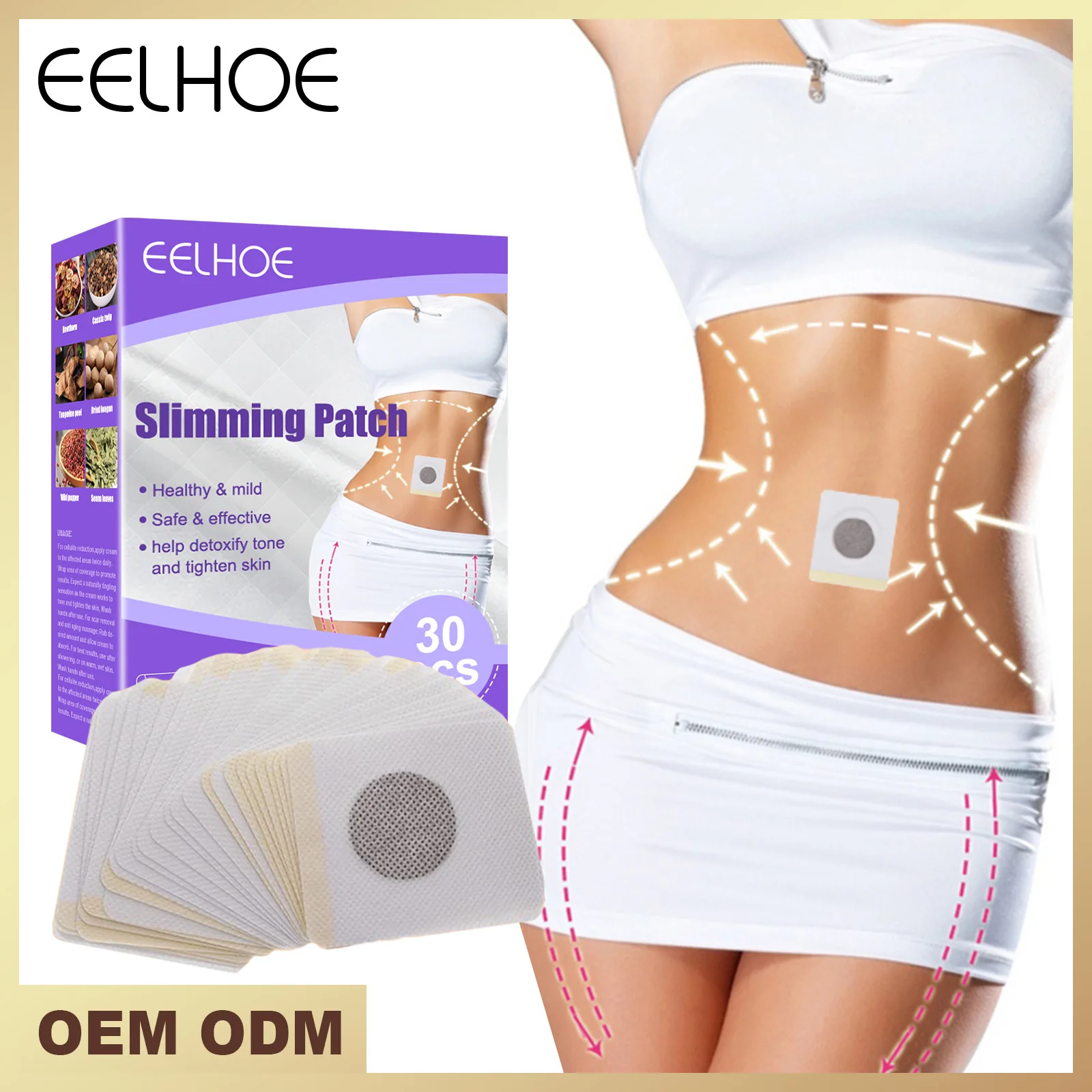 EELHOE Slimming Body Shaping Stickers Firm Lazy Slimming Belly Belly Arm thigh Meat Shaping Belly Button Atickers 30pcs