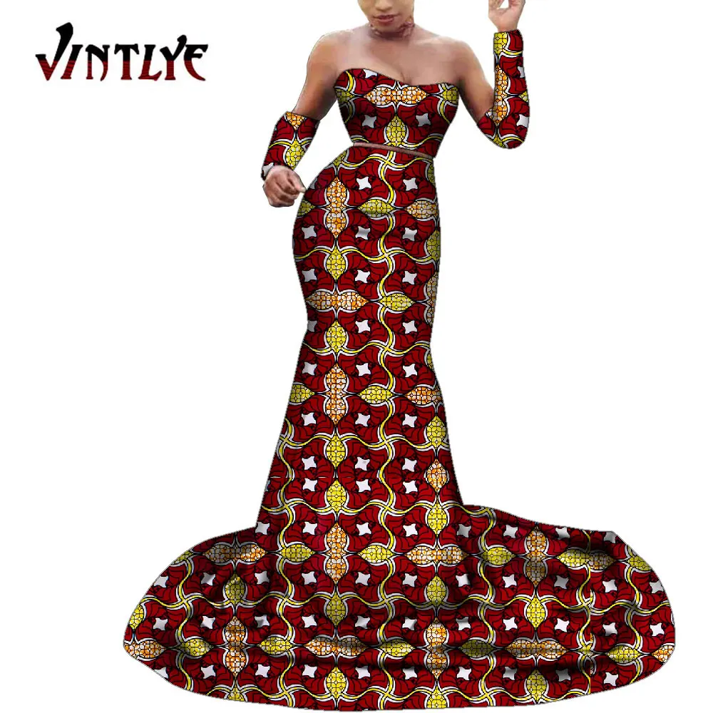 

Модные платья с принтом Анкары, африканские платья для женщин, элегантное вечернее платье с лямкой на шее, Дашики, Свадебные Длинные платья WY9819