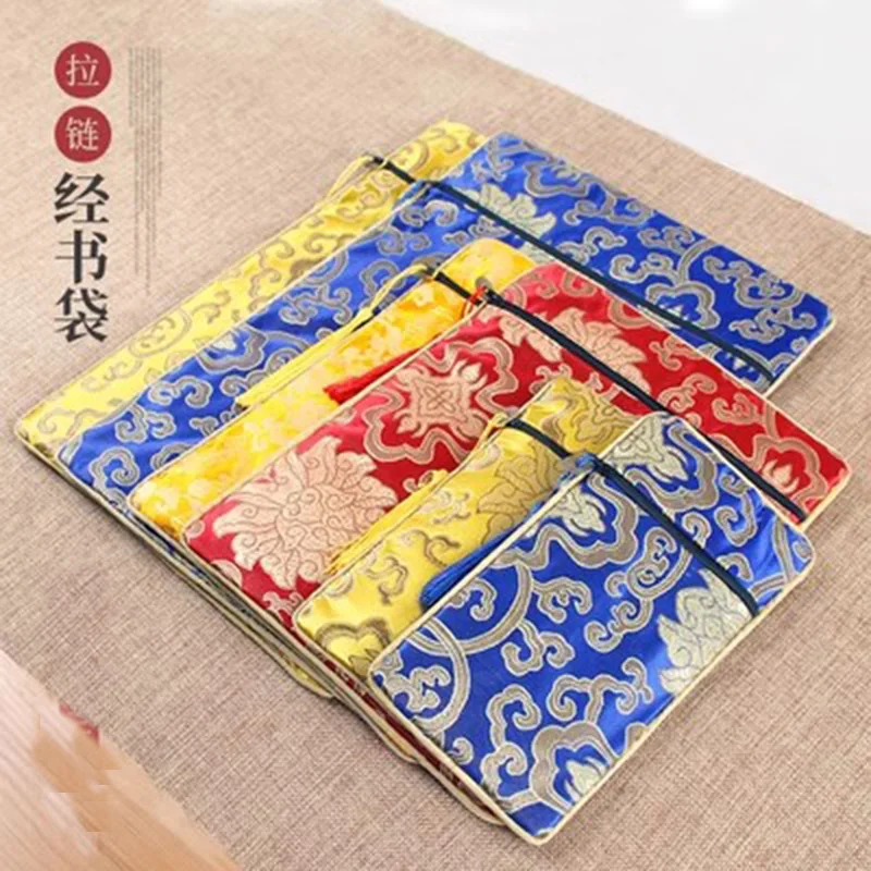 

Colorful Buddhist Scripture Storage Bag Organizer Handicrafts Zipper Bag Good Luck Tibetan Home Gift Decorative