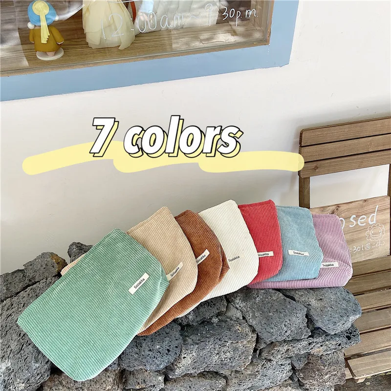 

Corduroy Women Cosmetic Bag Cotton Cloth Makeup Pouch Hand Travel Bag Lipstick Organizer Cases Fashion Zipper Clutch Phone Purse
