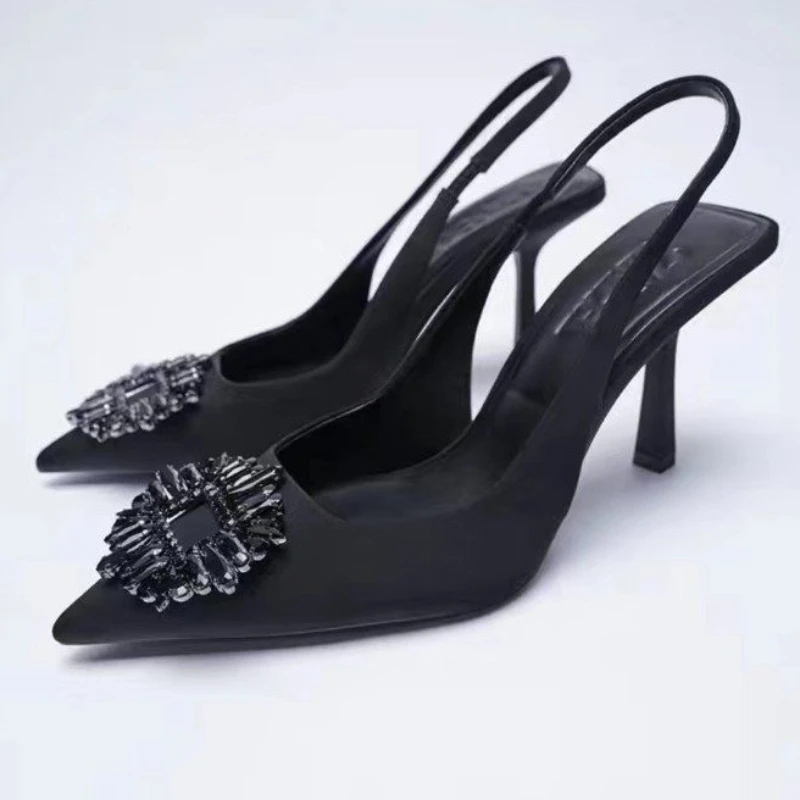 

Женские босоножки с острым носком, туфли-лодочки на тонком высоком каблуке, вечерние Классические босоножки с ремешком на пятке, новинка 2022