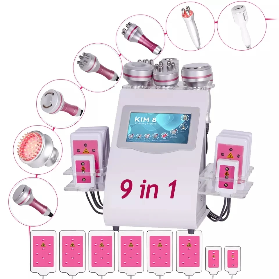 

9 In 1 Ultrasound 40K Cavitation Vacuum Therapy Body Suction Slimming Microcurrent Skin Care Face Lifting Beauty Machine