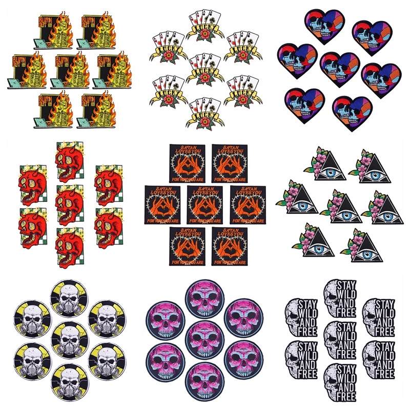 10 шт. термоклейкие нашивки с вышивкой черепа