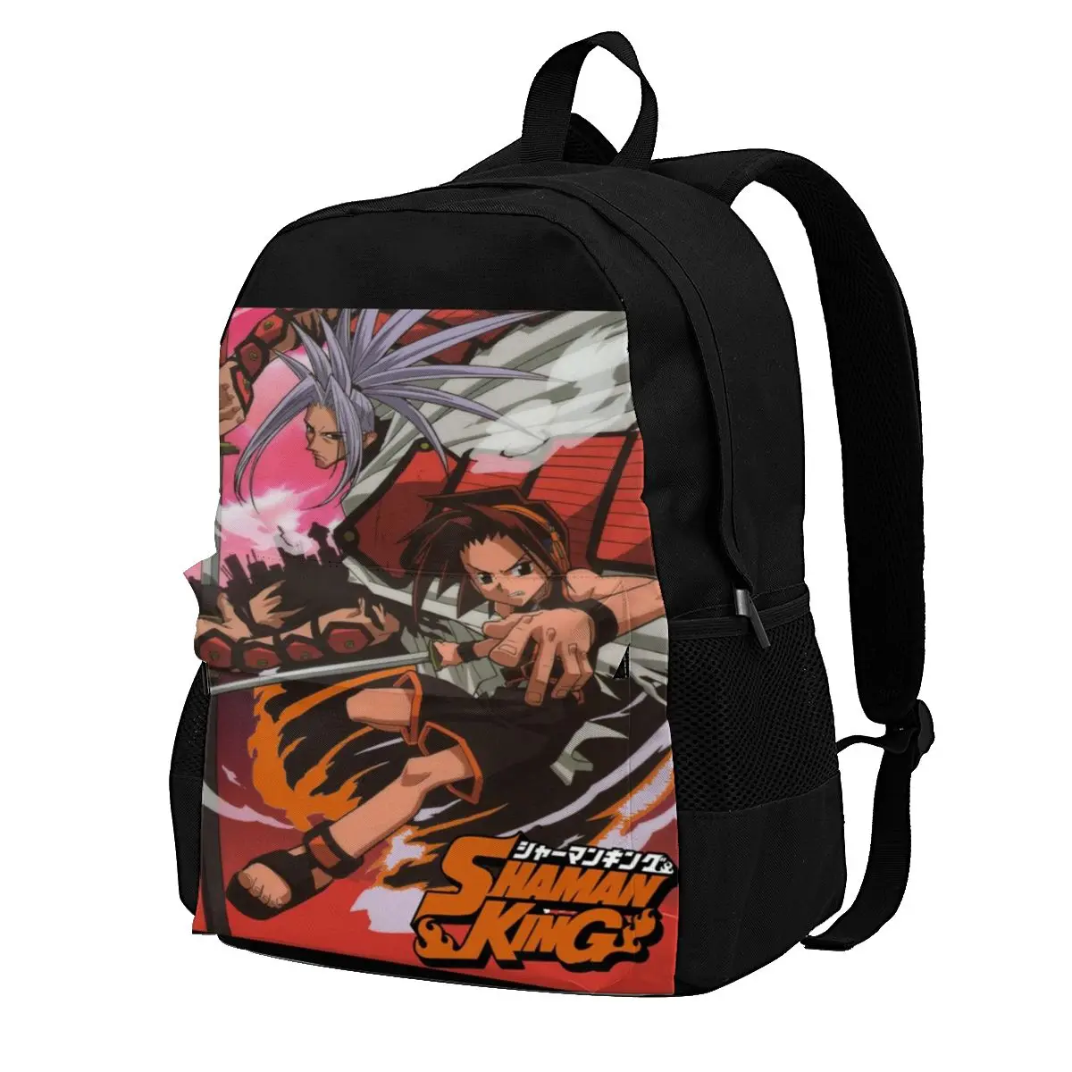 

Shaman King Yoh Asakura And Amidamaru Backpacks otaku mecca anime amidamaru soul Pattern Pretty Polyester Backpack Girl Bags