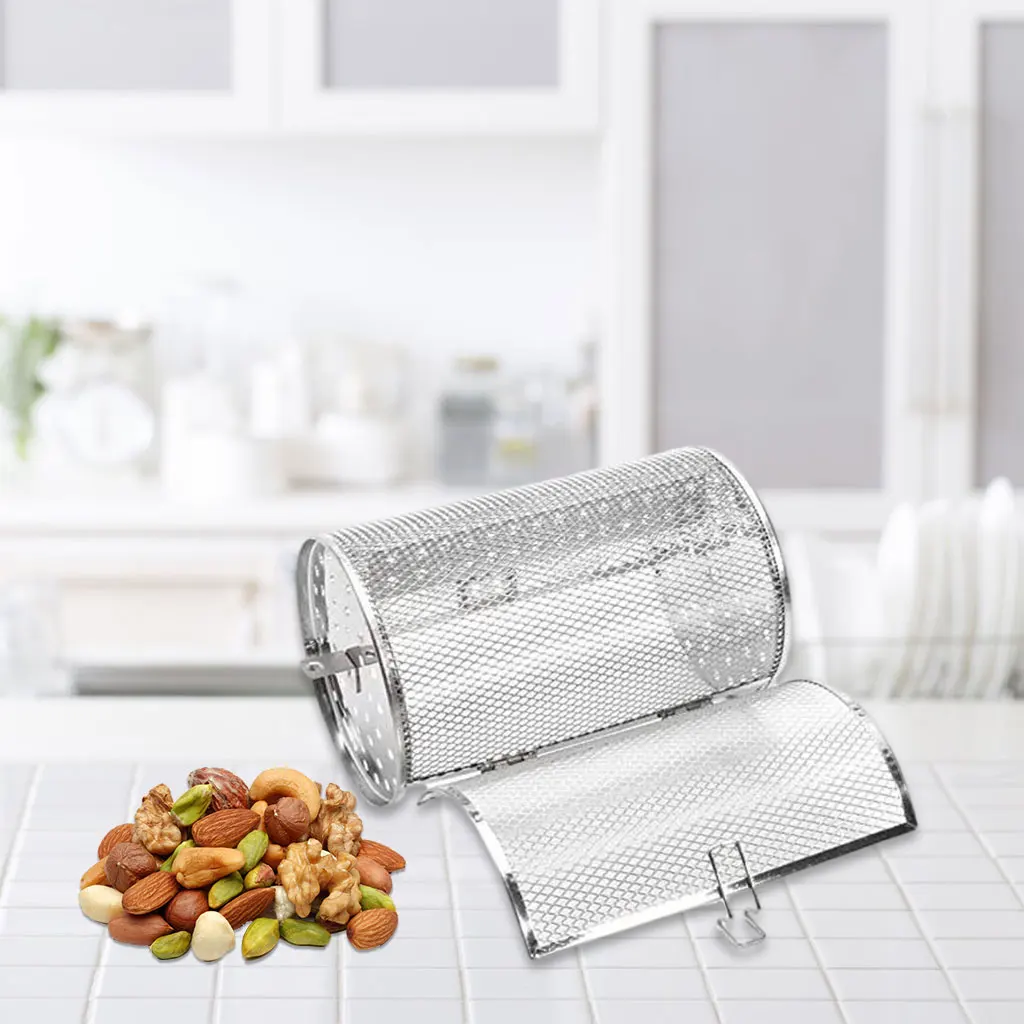 

Печь для обжарки, корзина из нержавеющей стали для выпечки, зерна, арахиса, кофейных зерен, клетка для барбекю