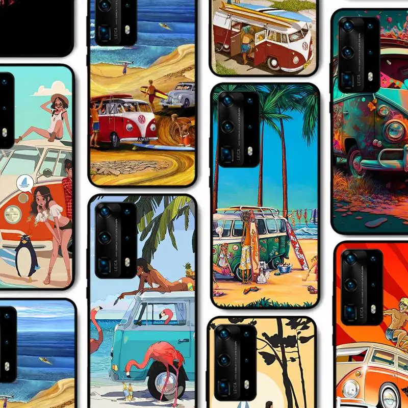 

Big Bus Beach Surfing Phone Case for Huawei P30 40 20 10 8 9 lite pro plus Psmart2019