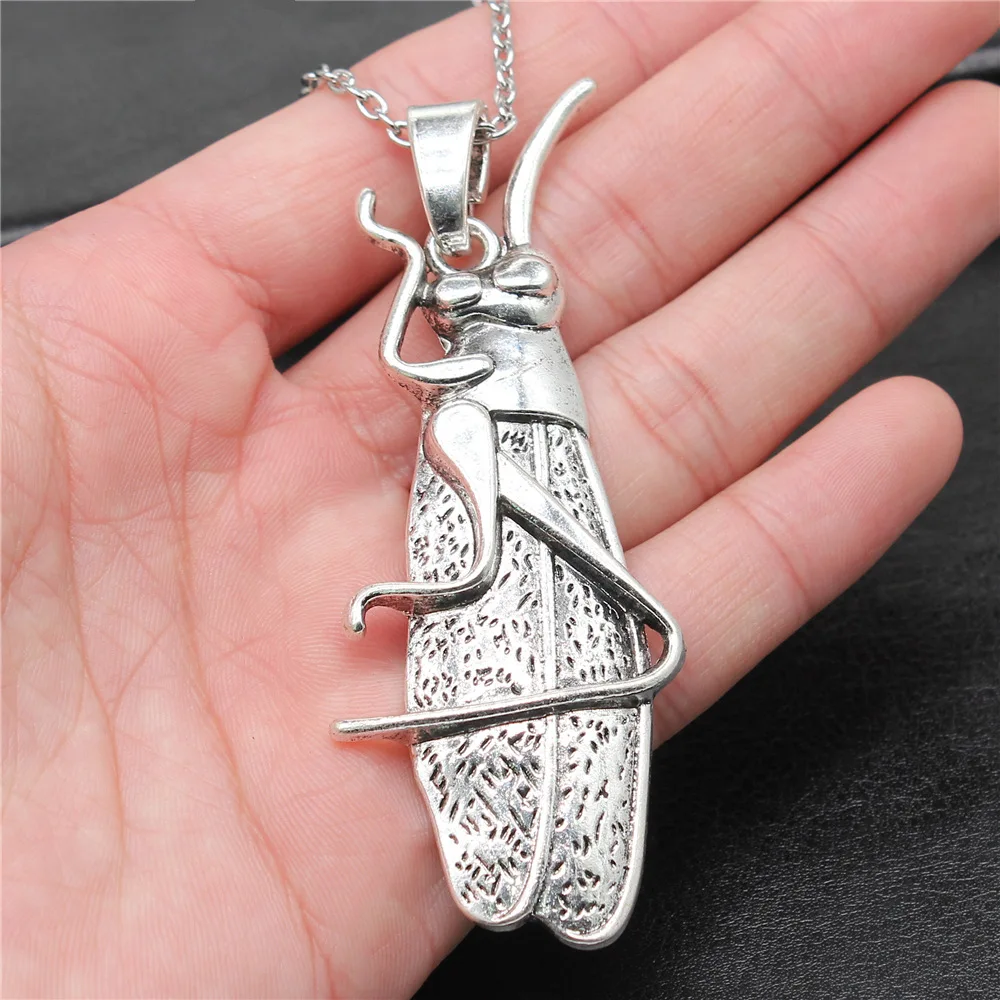 

Dropshipping Antique Silver Plated 84x31mm Cicada Bug Pendant Necklace For Women Men Long Chain Trendy Jewelry Accessories