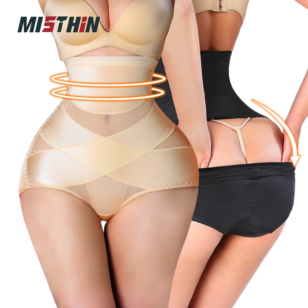

MISTHIN High Waist Panties Shapewear Crotch Opening Ass Hole Large Size Slim Pants Body Shaper Invisible Tummy Control