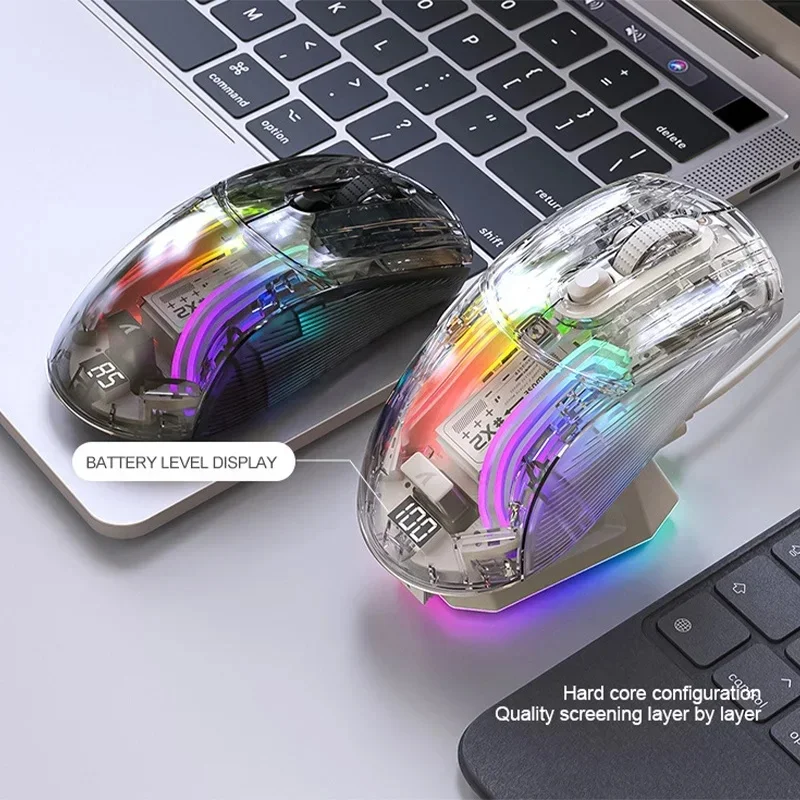 Attack Shark X2prorgb Glow Беспроводная Bluetooth Три режима Прозрачная офисная игровая мышь с