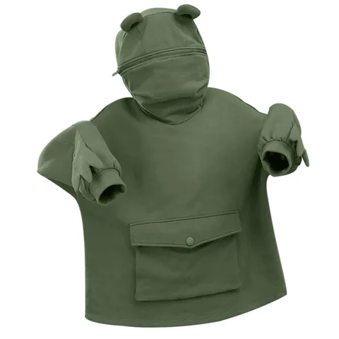 Harajuku Women Hoodie Frog Pullover Winter Sense Hooded Casual Sweatshirts Autumn Embroidery Loose Top Doll Decoration Hoodies