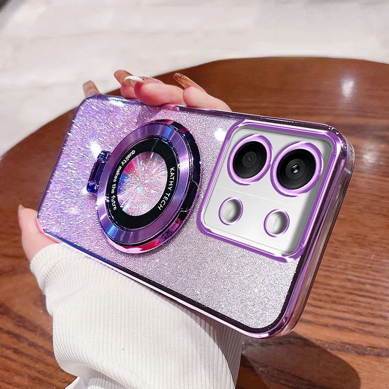 Чехол-подставка с градиентным блеском для Infinix Note 40 30 Pro Hot 30i Smart 7 8 POVA 5 6 SPARK 10 10C ZERO