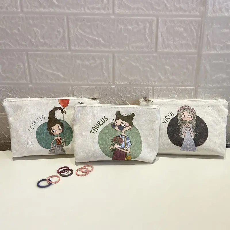 

Fashion Ladies Canvas Wallet Cartoon Keychain Bag Pendant Cute Coin Purse Wallet Car Key Wallet Bag Small Zipper Key Storage
