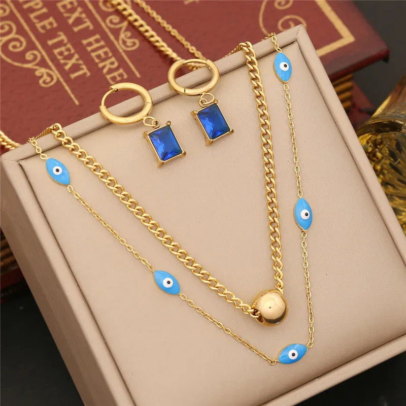 New Jewelry Dropping Oil Eye Necklace Fashion Multi layer Ch