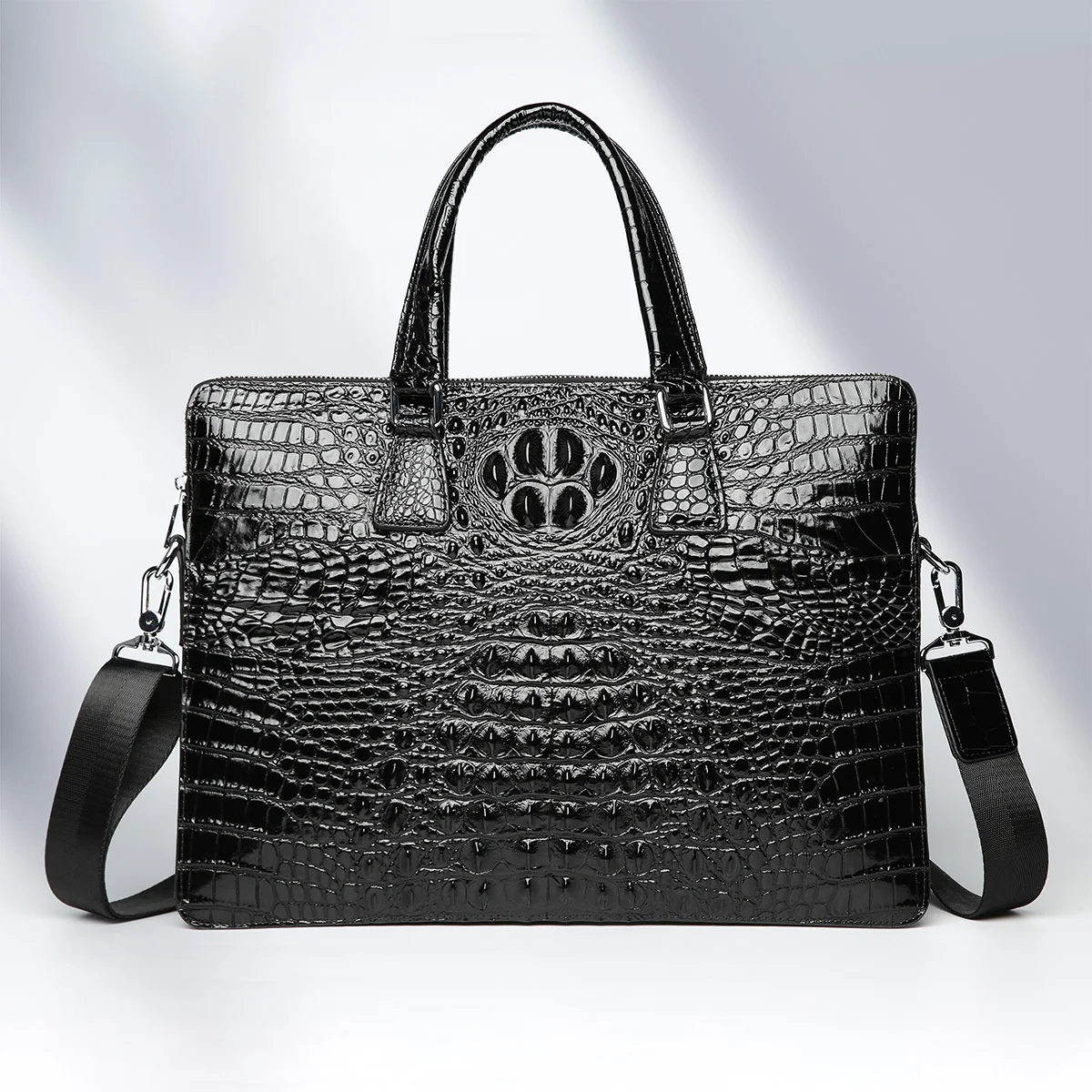 Men's Laptop Bag Handbag Leather Horizontal Crocodile Pattern Fashion Shoulder Diagonal Span Business Men Messenger Luxury Bags