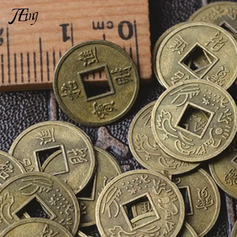 

100Pcs Chinese Feng Shui Lucky Ching/Ancient Coins Set Educational Ten Emperors Antique Fortune Money Coin Luck Fortune Wealth