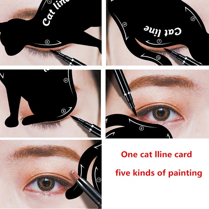 Eyebrow Stencils Cat Eyeliner Model Stencil Kit Guide Template Maquiagem Double Wing Eye Shadow Frame Card Makeup Tool New