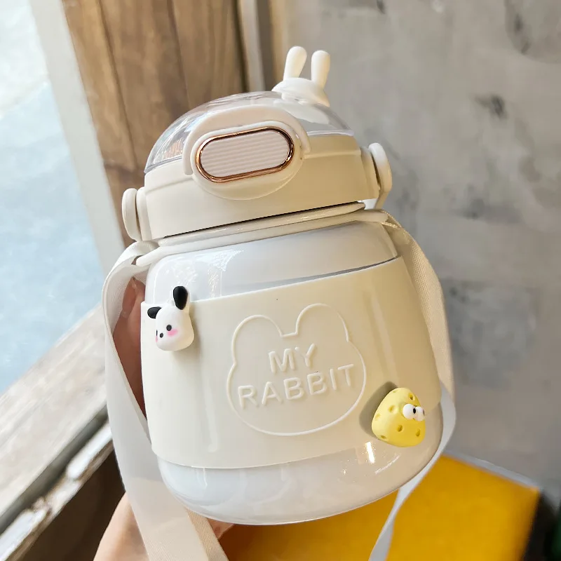 

Large Capacity Stainless Steel Thermos Cartoon Rabbit Insulation Cup Portable Leak-Proof Lid Cute Water Bottle for Children