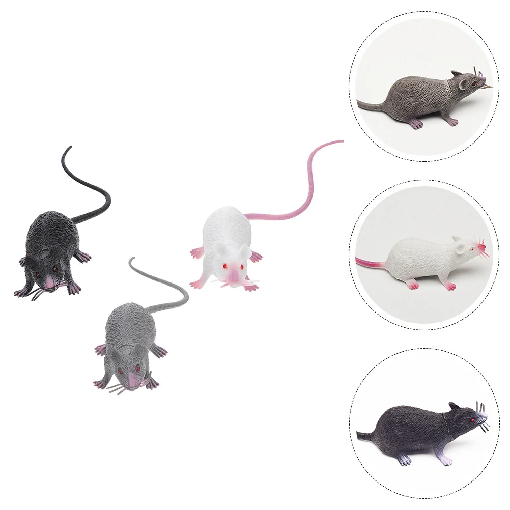 

3 Pcs Simulated Soft Rubber Mouse Halloween Fake Props Mice Plastic Playes Figurines Vivid Ornaments Decorations Scary Pranks