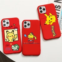 cartoon pokemon pikachu phone case for iphone 13 12 11 pro max mini xs 8 7 6 6s plus x se 2020 xr red cover