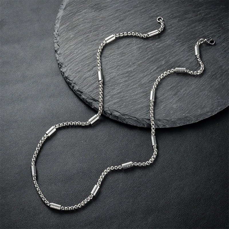 Модная посеребренная круглая цепочка-коробка 5 мм ожерелье из нержавеющей стали