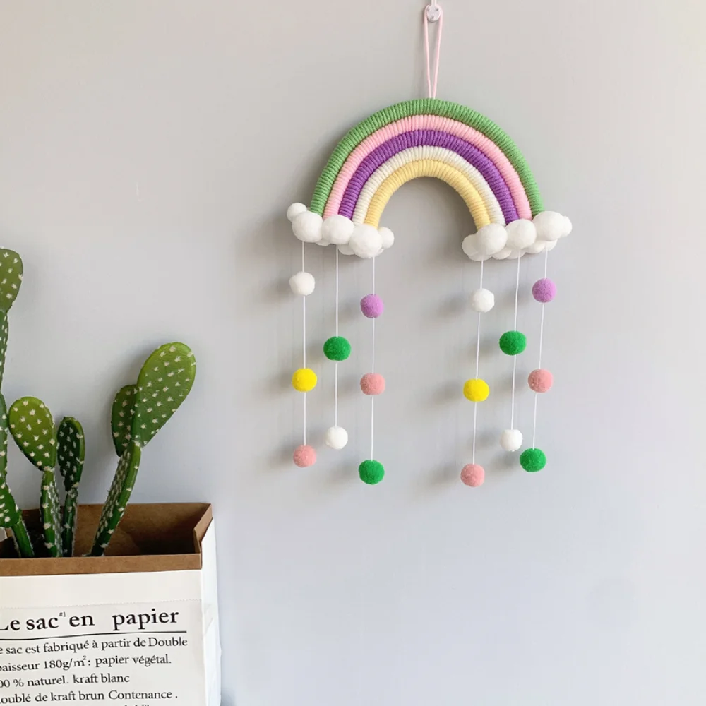 

Nordic Style Home Children's Room Wall Decoration Pendant Woven Cloud Rainbow Mural Hanging Ornament Aesthetic Room Decor Crafts