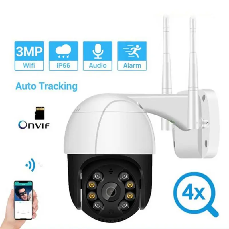 

IP-Камера уличная, 3 Мп, PTZ, Wi-Fi, 4-кратный зум