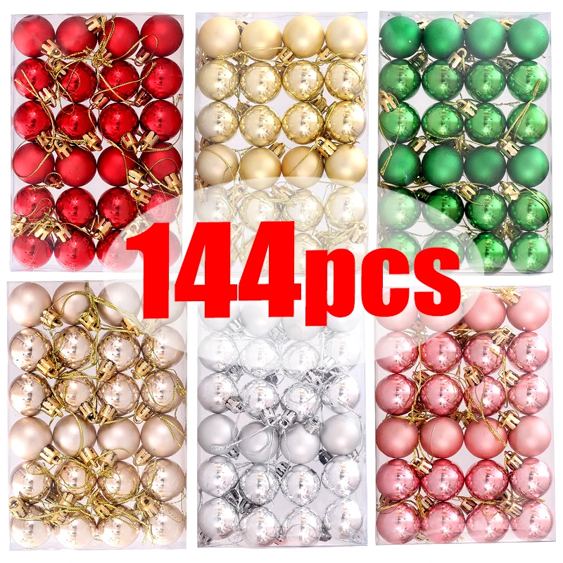 

144pcs Lots Wholsale Electroplated Christmas Balls Ornaments Tree Pendant Decoration 3cm Ball Xmas Hanging Decor Festival Gift