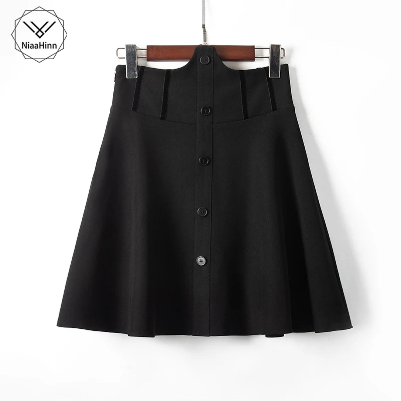 

Fashion Women's Black Fishbone Skirt Autumn and Winter Skirt High Waist Slim Waist Short Skirt Design Sexy Little Black Dress