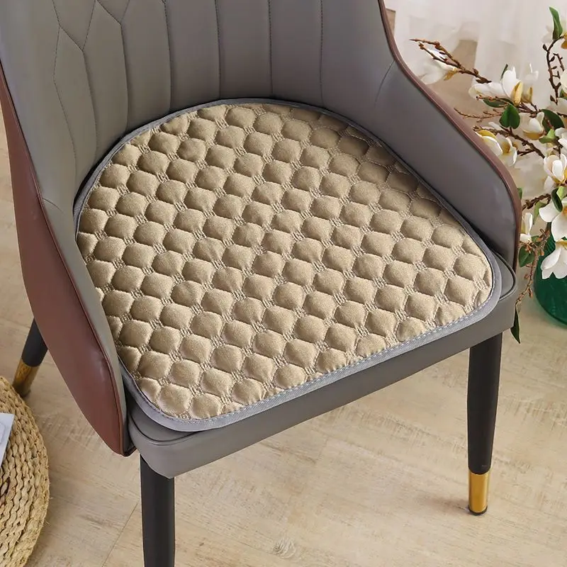 Nordic Style Home Dining Chair Anti-slip Cushion Horseshoe-shaped Pure Cotton Seat Pads Solid Color Office Sedentary Stool Mats images - 6