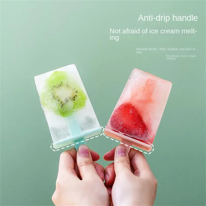 

Ice Cream Popsicle Molds 4 Hole DIY Homemade Dessert Freezer Fruit Juice Ice Pop Cube Maker Mould With Sticks Kitchen Tools