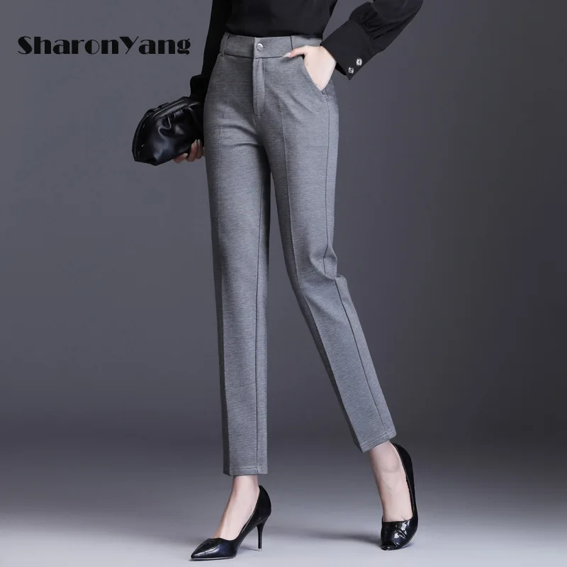 

Spring Summer Women Pants Fashion High Waist Women's Straight Suit Pants Slim Officewear Trousers 45-100Kg Dress Pants