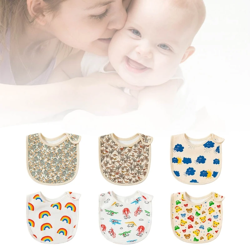 

2 Pcs/Set Baby Feeding Drool Bib Saliva Towel Soft Pure Cotton Print Burp Cloth