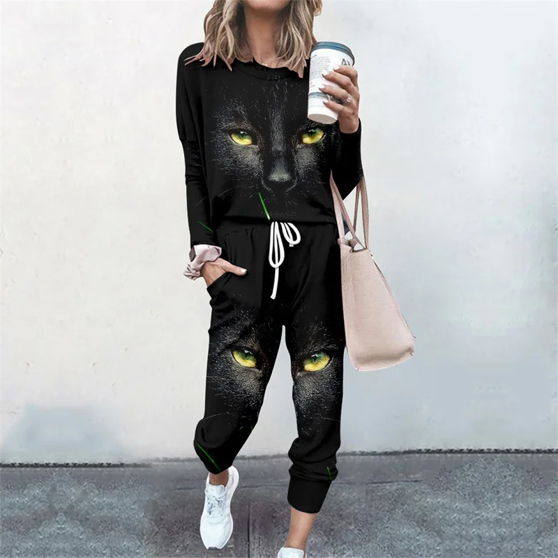 

Spring Autumn Women Tracksuit 2 Piece Set Long Sleeve Casual Suit Clothes Print Comfortable Simple Style