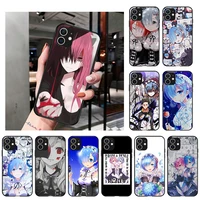 re zero ram rem in another world soft black phone case for iphone 13 12 11 pro xs max x xr 7 8 6s plus 12 13 mini se 2020 cover
