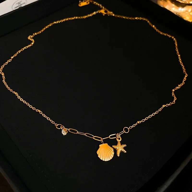 Женское колье с подвеской из титановой стали