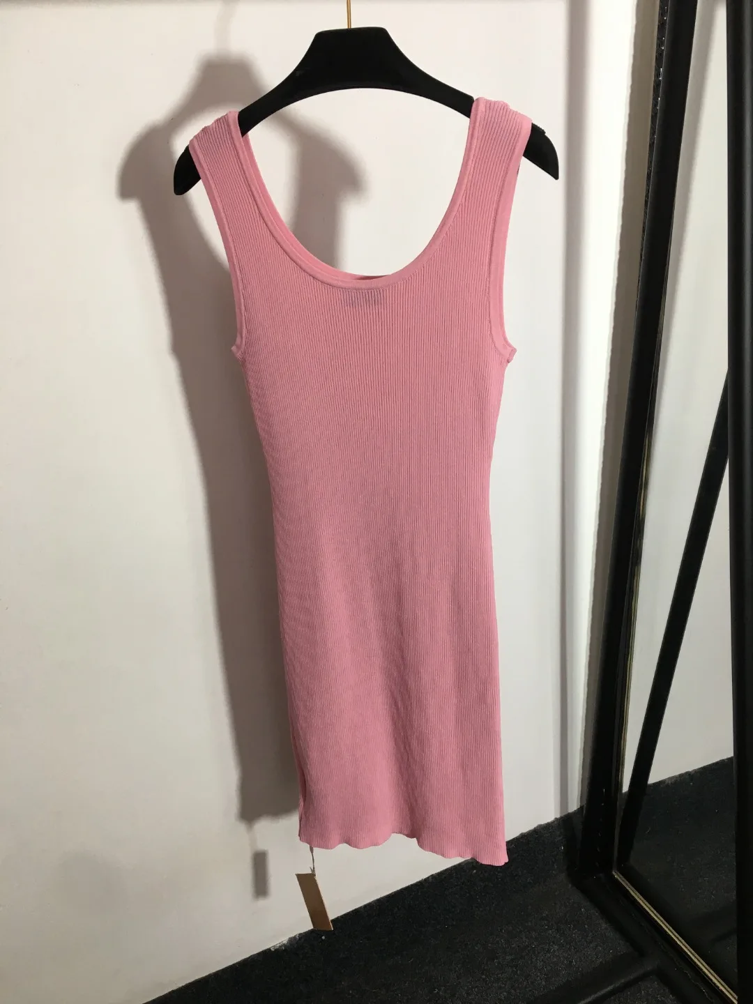 

Solid Color Knitted Vest Dress
