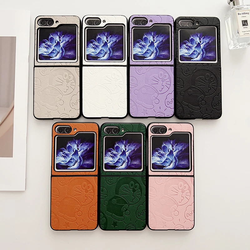 

New Luxury Cartoon Doraemon Leather Phone Case for Samsung Galaxy Z Flip 5 5G Flip5 Zflip5 BACK Cover