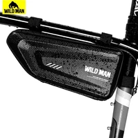 wild man bicycle bag rainproof front bike frame bag hard shell cycling triangle tools bag mtb accessories