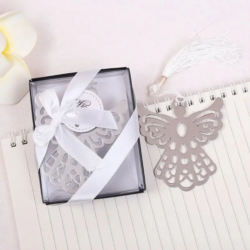 

Silver Angel Bookmark for Baptism Baby Shower Souvenirs Party Christening Giveaway Gift Wedding Gifts for guest 50pcs gift box