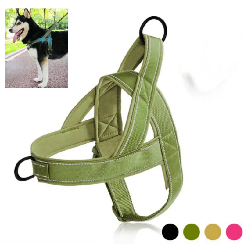 

New tactical pet harness back heart belt nylon reflective pet training chest harness suitable forsmall medium and large bulldogs