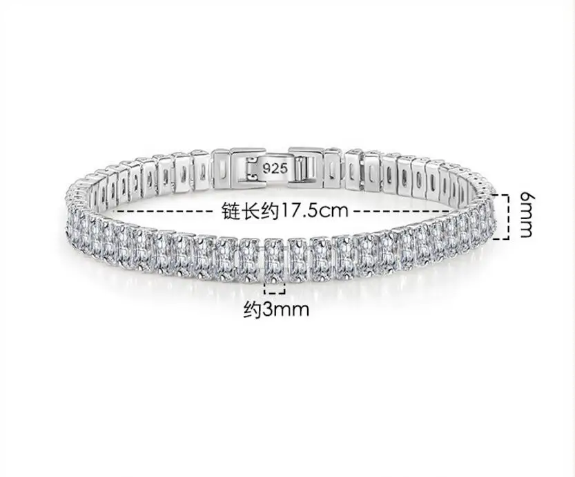 Pure Silver Of 17.5-18CM Tennis Bracelet Jewelry 2-4mm 5A CZ Eternal Gift For Wife Stunning Real 925 Jewellery images - 6