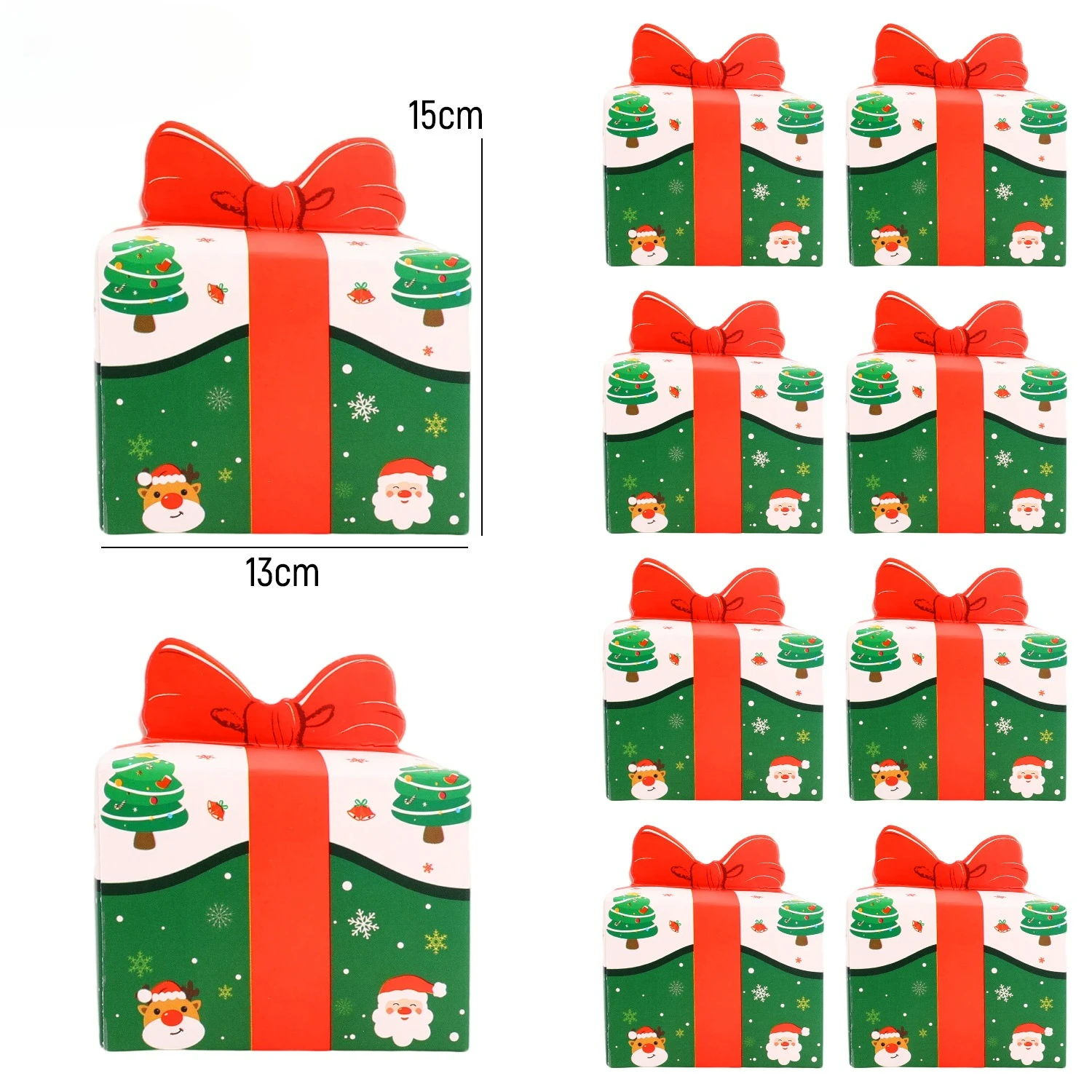 Рождественские подарочные коробки картонные зеленые 10 шт