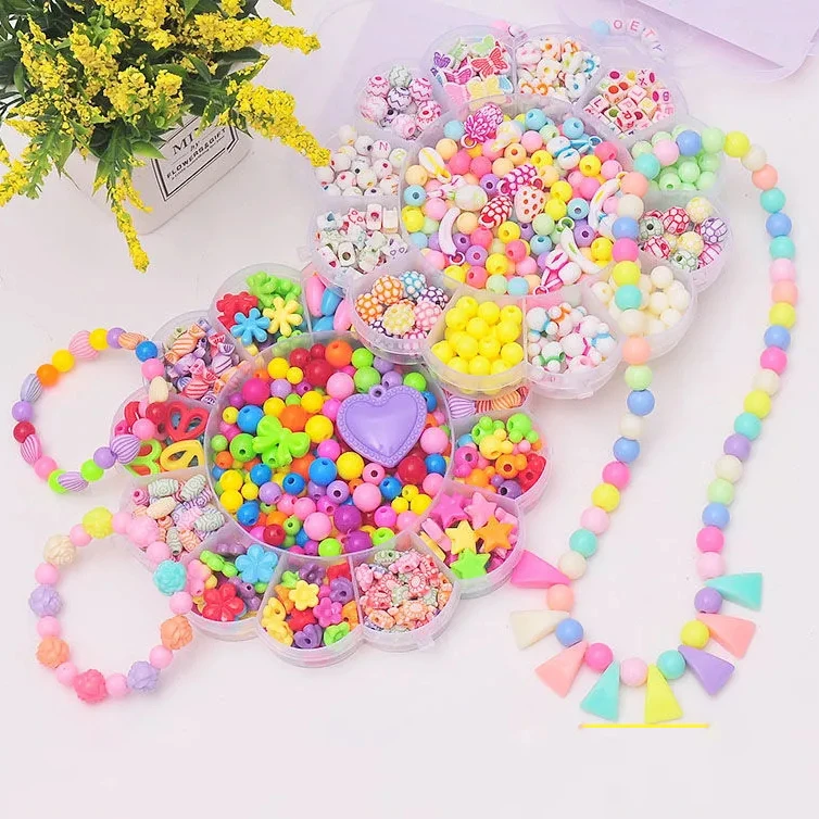 

1 коробка «сделай сам», бусины, игрушки для детей, ожерелья ручной работы, браслеты, ювелирные изделия, набор бусин hacer pulseras Нина, образовательные игрушки для девочек