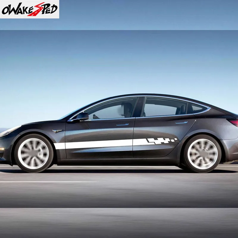2 шт. для Tesla Model 3 S X P100D боковая юбка на дверь автомобиля длинные полосы наклейки