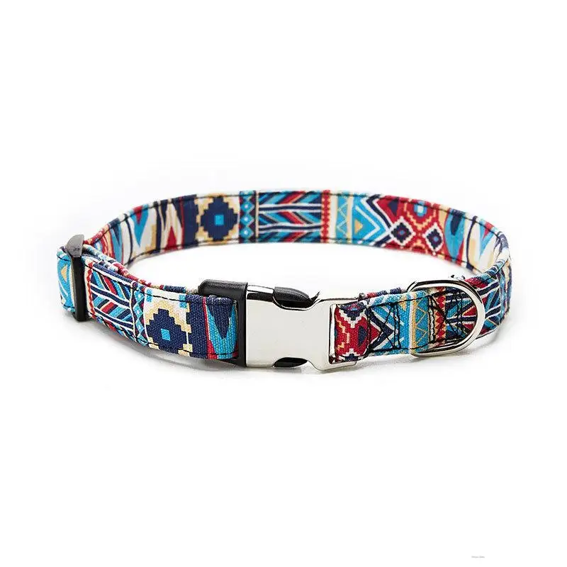 

2021 new pet collar ethnic style dog collar semi-metal buckle collar